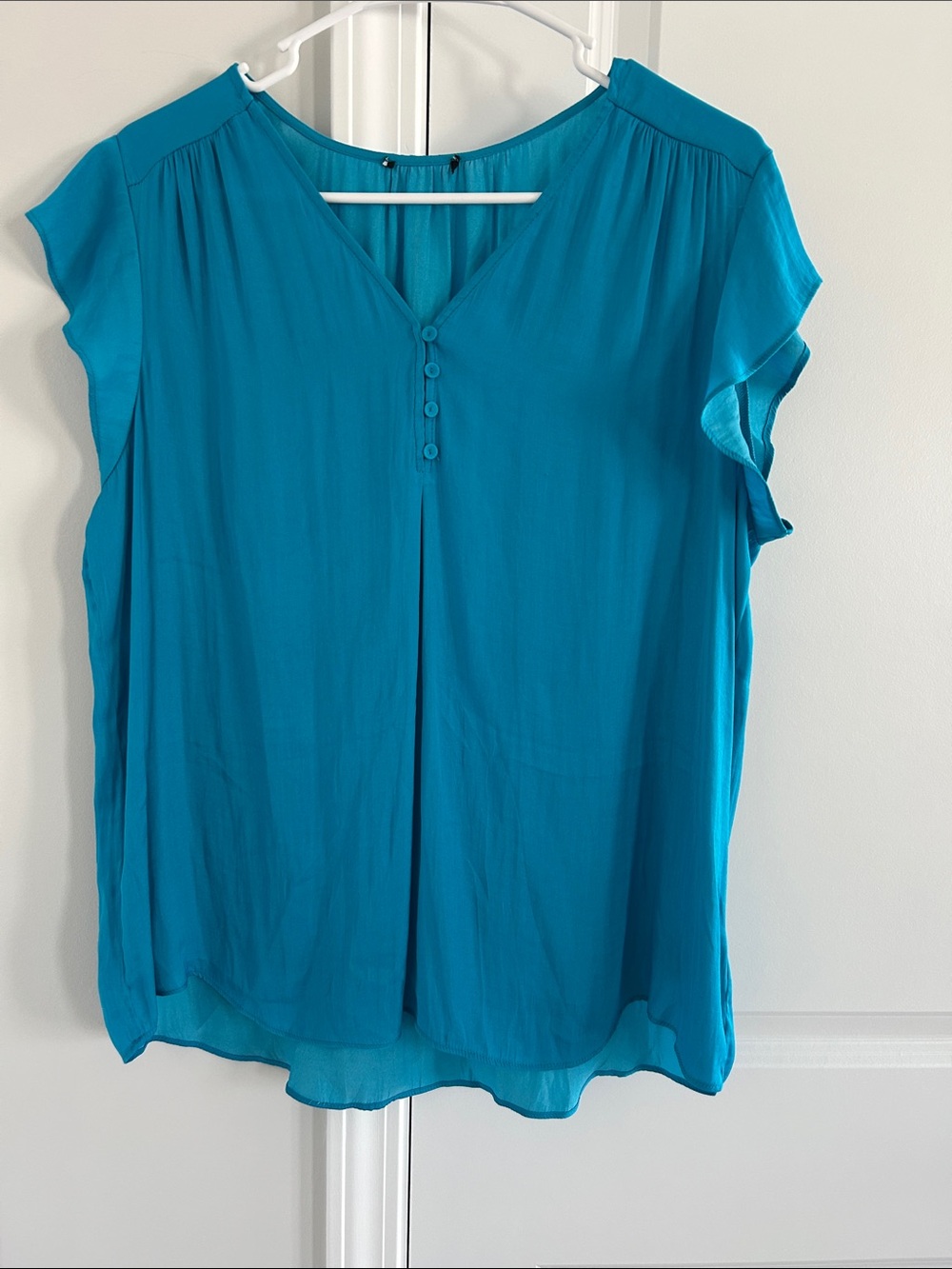Premise Teal V-Neck Short-Sleeve Blouse
